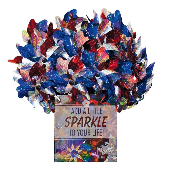 In the Breeze Red, White & Blue Sparkle Pinwheel Spinner 40 PC POP Display 2752-BOX