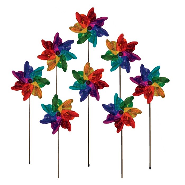 In the Breeze Rainbow Sparkle 8" Pinwheel Spinner - 8 PC 2779