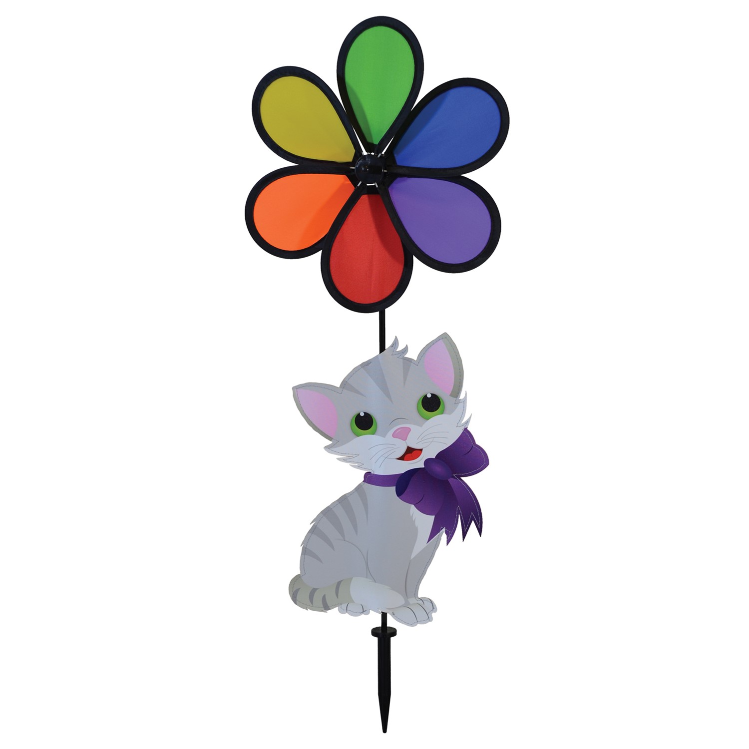 In the Breeze Kitten with 10" Rainbow Flower Spinner 2696