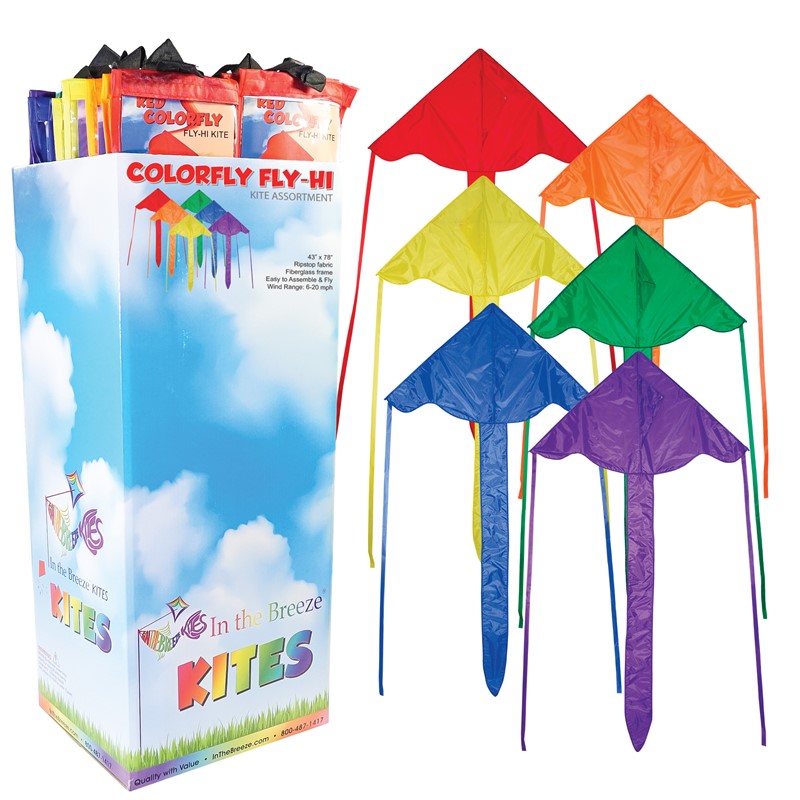 In the Breeze Colorfly Fly-Hi Kite 24 PC Display 3239