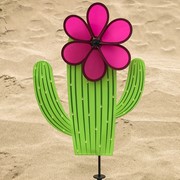 In the Breeze Cactus with 10" Pink Flower Spinner 2695 View 2