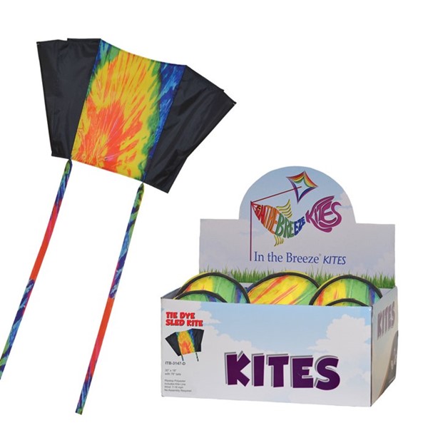 In the Breeze Tie Dye and Black Sled Kite 24 PC Display 3147-D