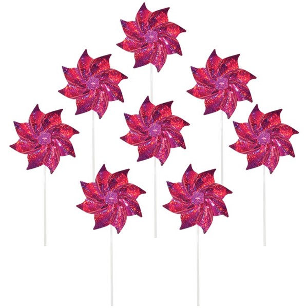 In the Breeze Pink Mylar Pinwheels - 8 PC 2713