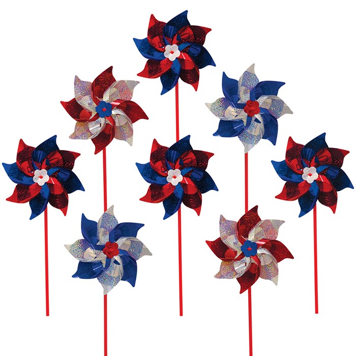 In the Breeze Patriotic Mylar Pinwheels - 8 PC 2863