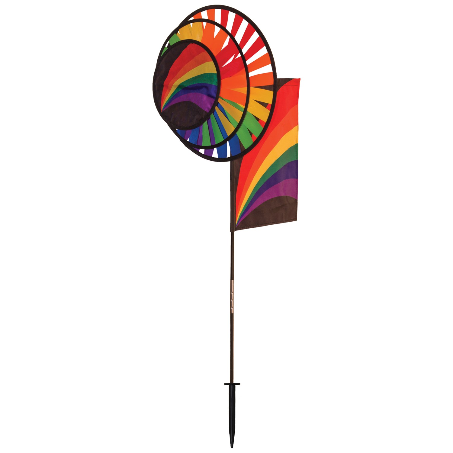 In the Breeze Rainbow Dual Wheel Spinner with Garden Flag 2773