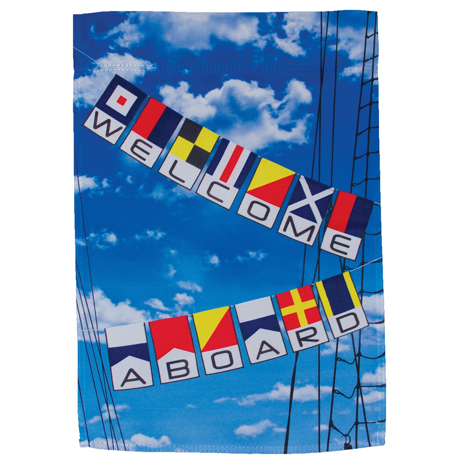 In the Breeze Welcome Aboard Lustre Garden Flag 7408