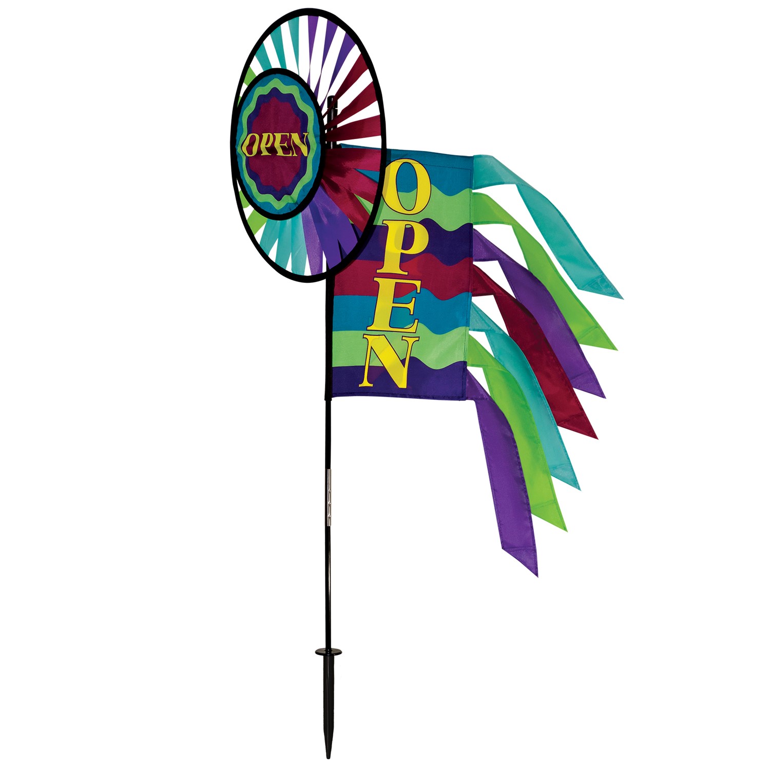 In the Breeze Open Spinner Wheel with Garden Flag & Tails 2746