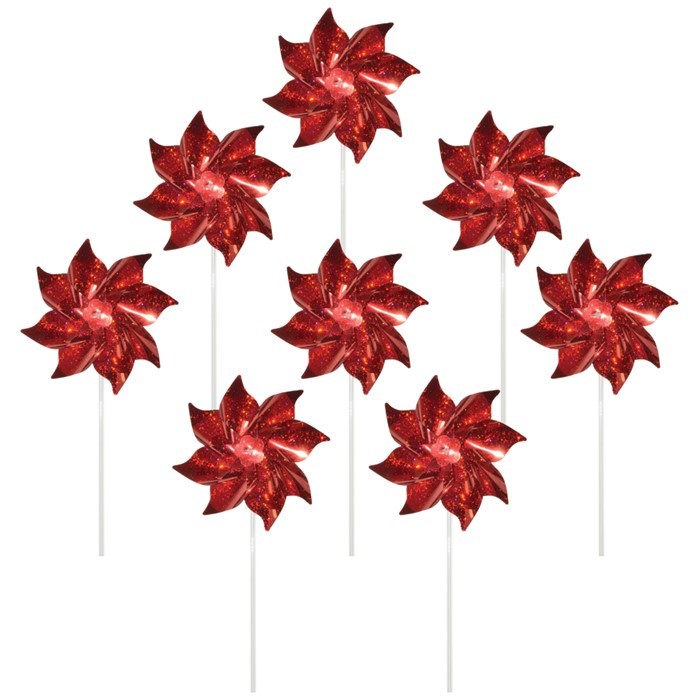 In the Breeze Red Mylar Pinwheels - 8 PC 2706