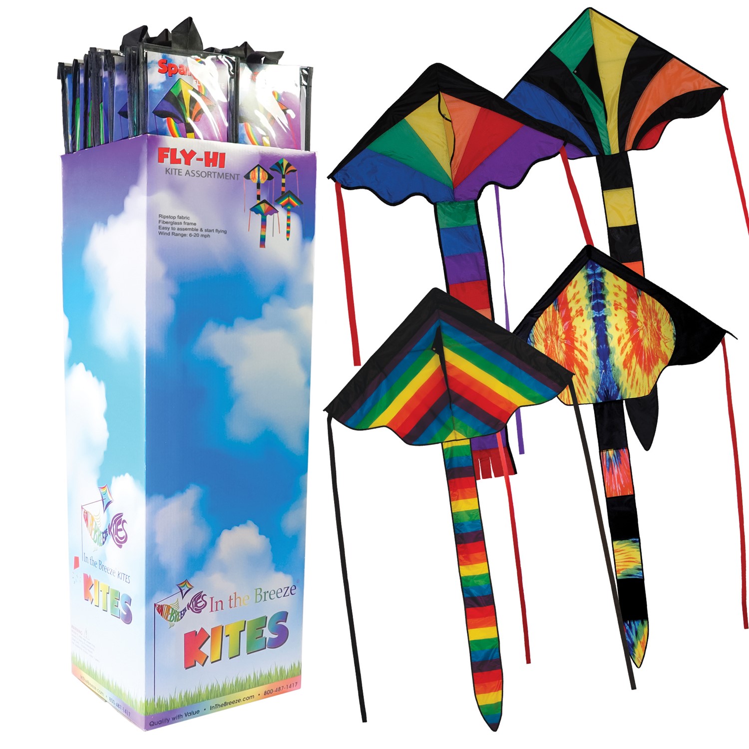 In the Breeze Fly-Hi Kite Assortment - 20PC POP 3283