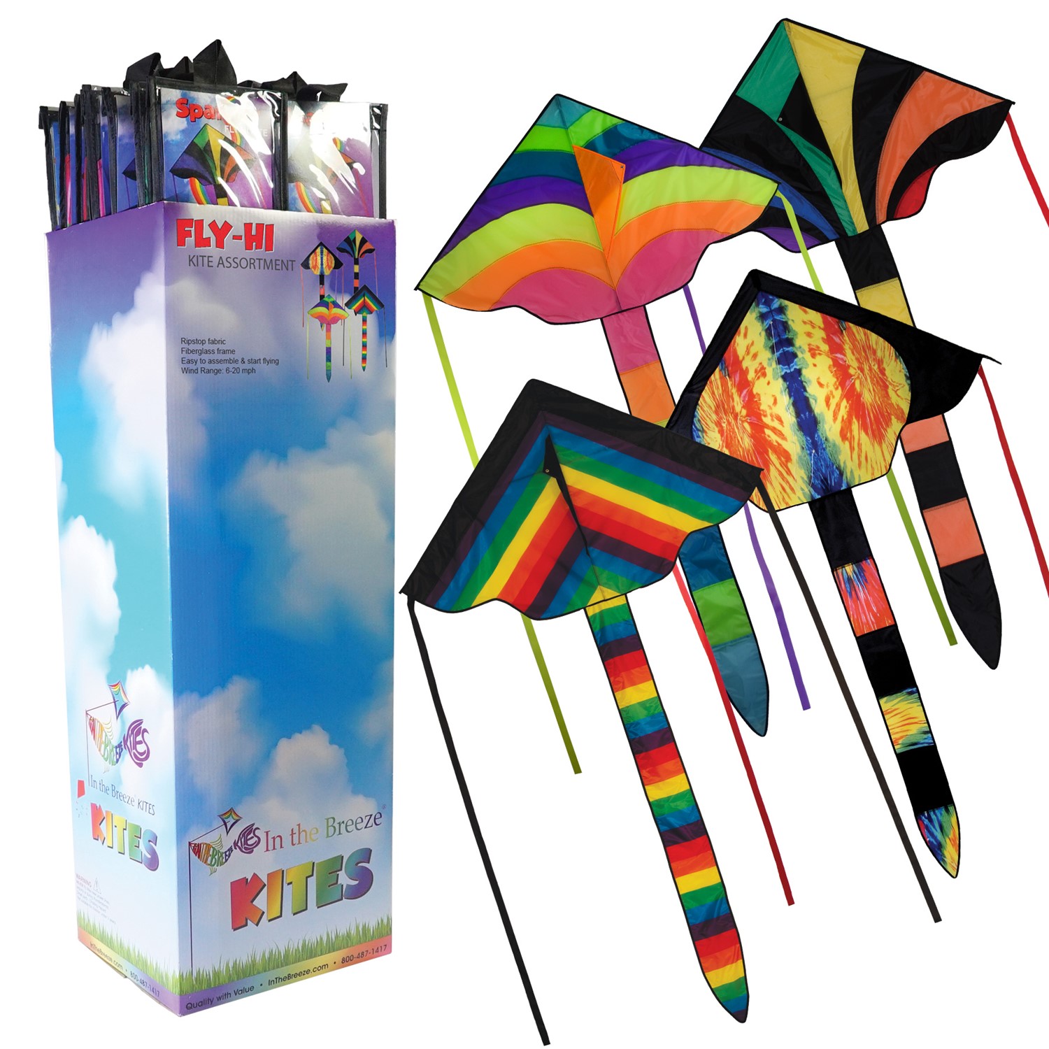 In the Breeze Fly-Hi Kite Assortment - 20PC POP 3283