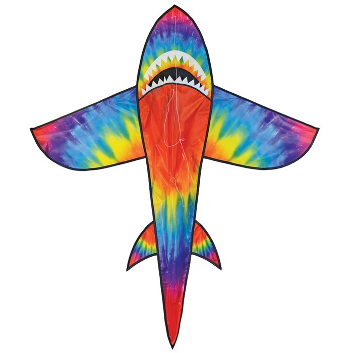 5 foot 3D Tie Dye Shark Kite, In the Breeze