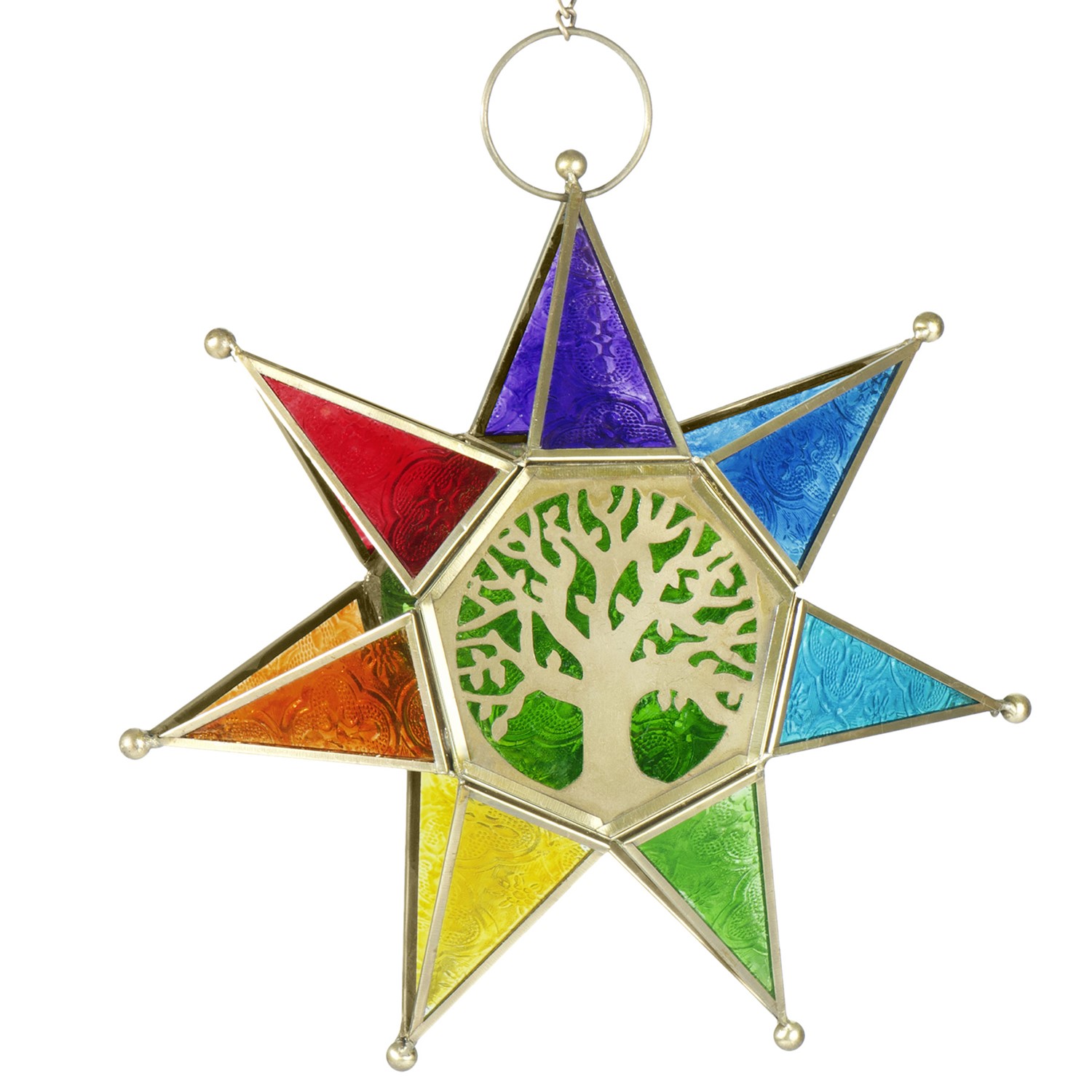 In the Breeze Hanging Tree of Life Seven Point Star Tealight Lantern GT-9230