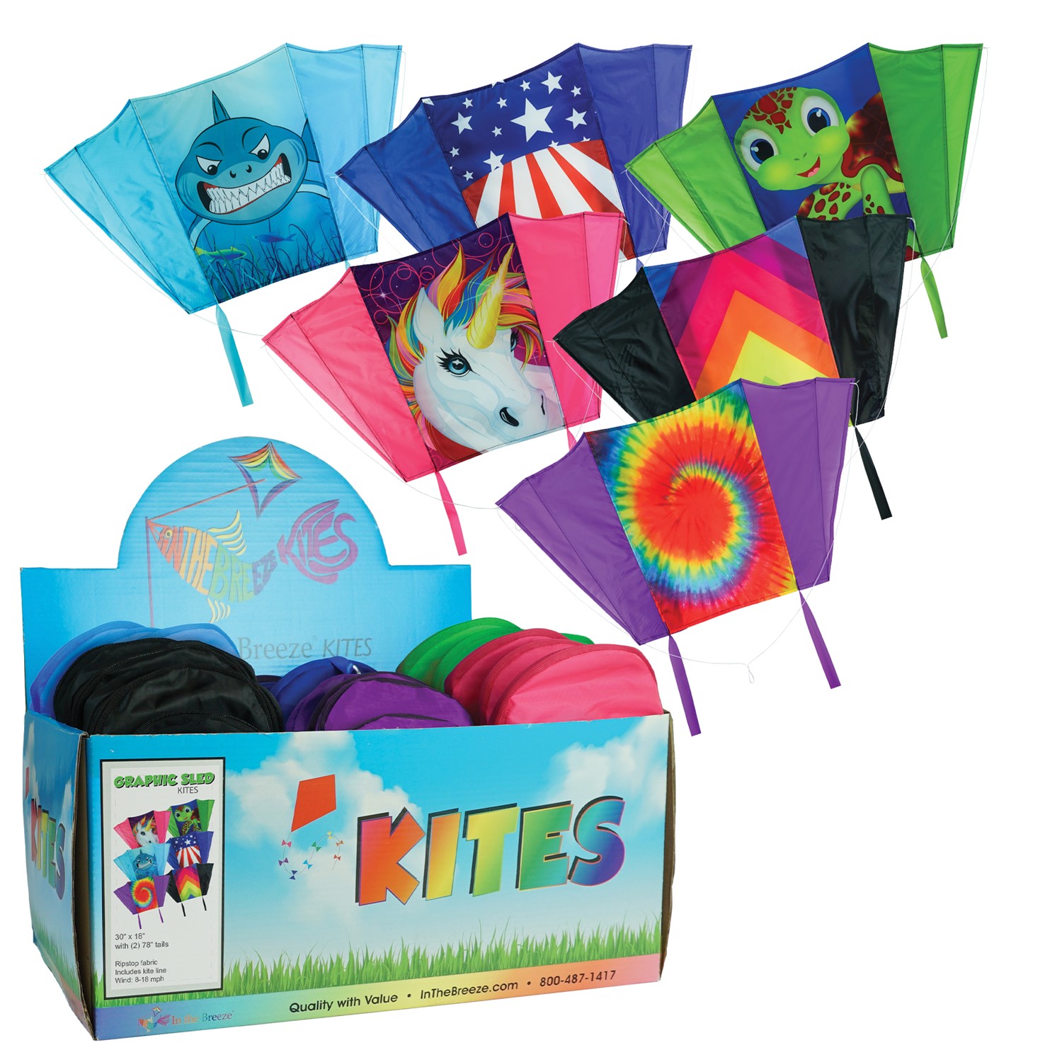 In the Breeze Assorted Sled Kite 24PC POP Display 3527