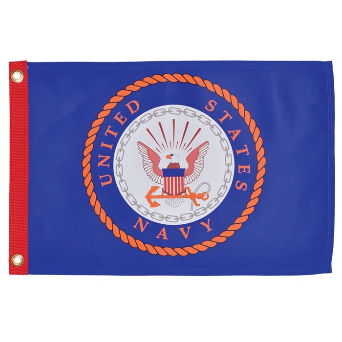In the Breeze U.S. Navy Emblem Lustre 12x18 Grommet Flag 3655