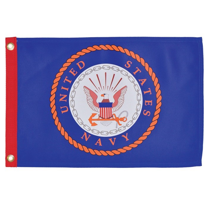 In the Breeze U.S. Navy Emblem Lustre 12x18 Grommet Flag 3655