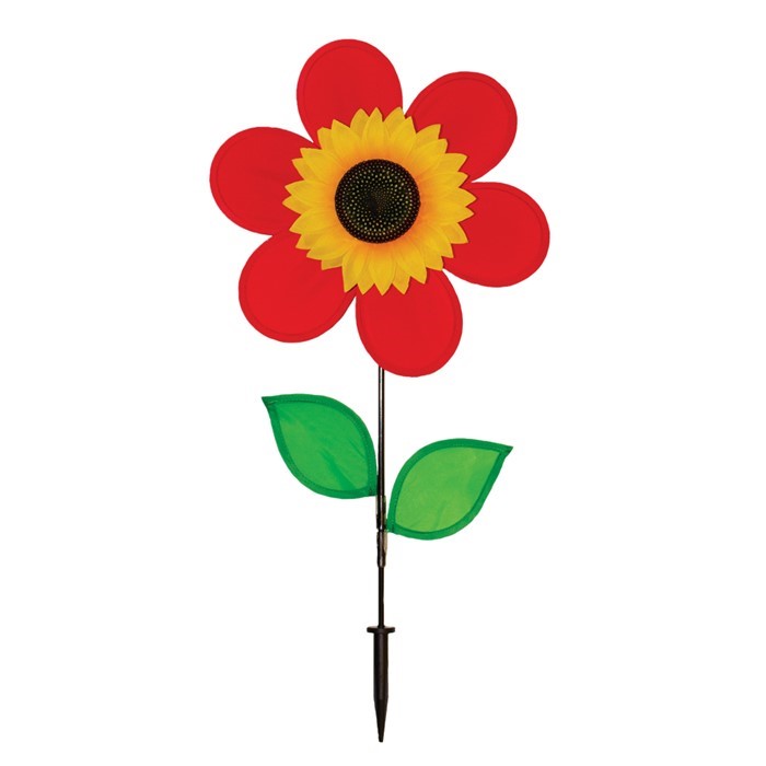 In the Breeze 12" Red Sunflower with Leaves 2774