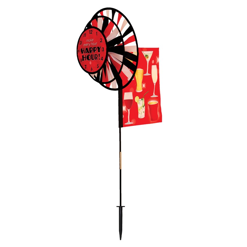 In the Breeze Happy Hour Dual Wheel Spinner with Garden Flag 2772