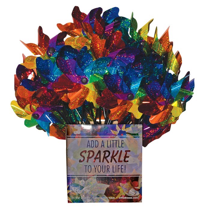 In the Breeze Rainbow Sparkle Pinwheel Spinner 40 PC POP Display 2779-BOX