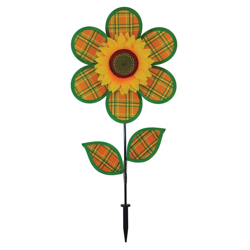 In the Breeze 12" Plaid Sunflower with Leaves 2659