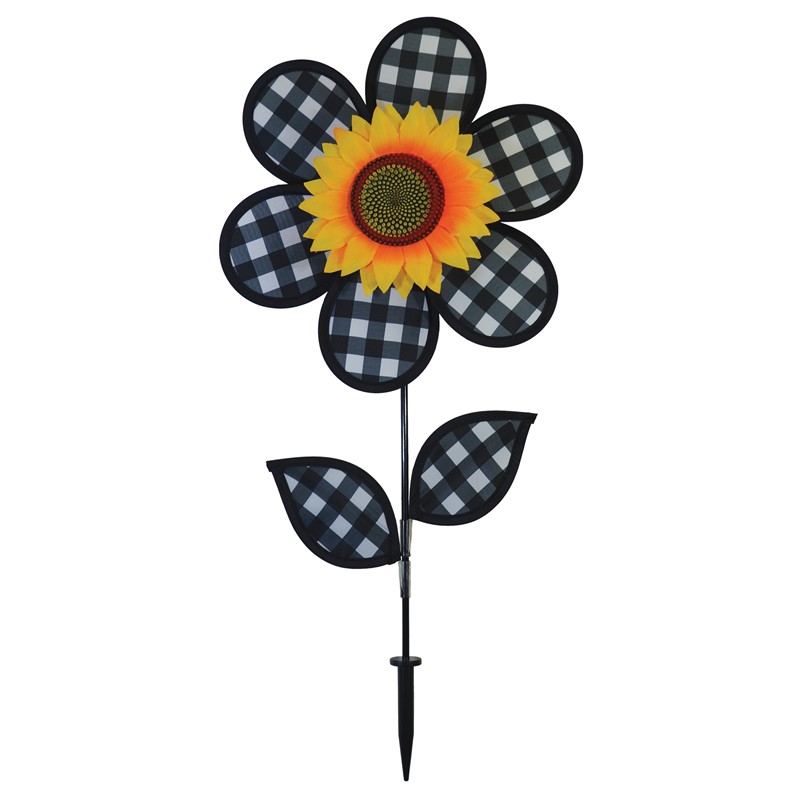 In the Breeze 12" Gingham Sunflower with Leaves 2660