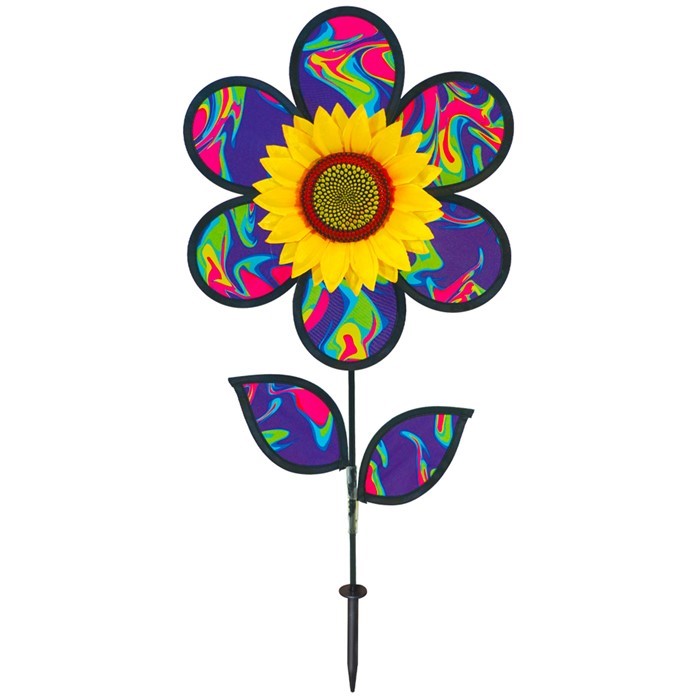 In the Breeze 12" Blue Psychedelic Sunflower with Leaves 2645