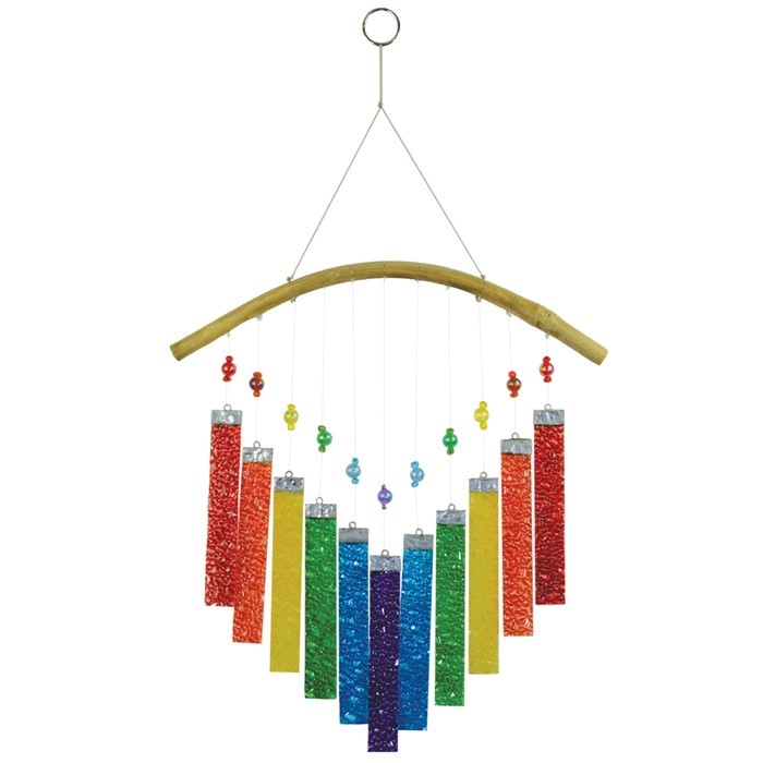 In the Breeze Rainbow Textured Glass Mobile Wind Chime 7025