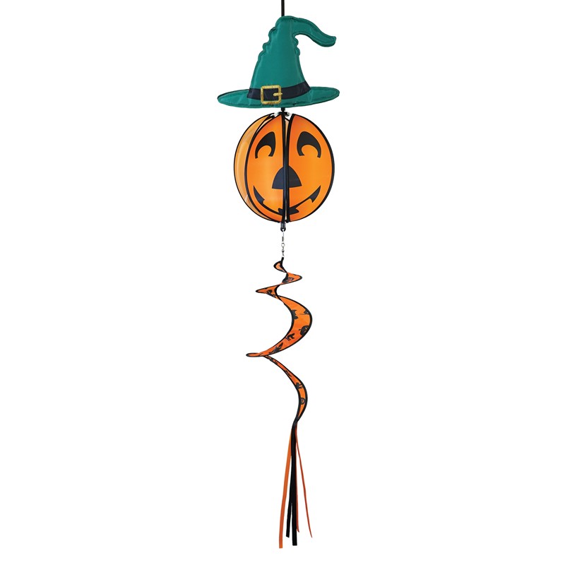 In the Breeze Pumpkin with Hat Hanging Ball Spinner 2497