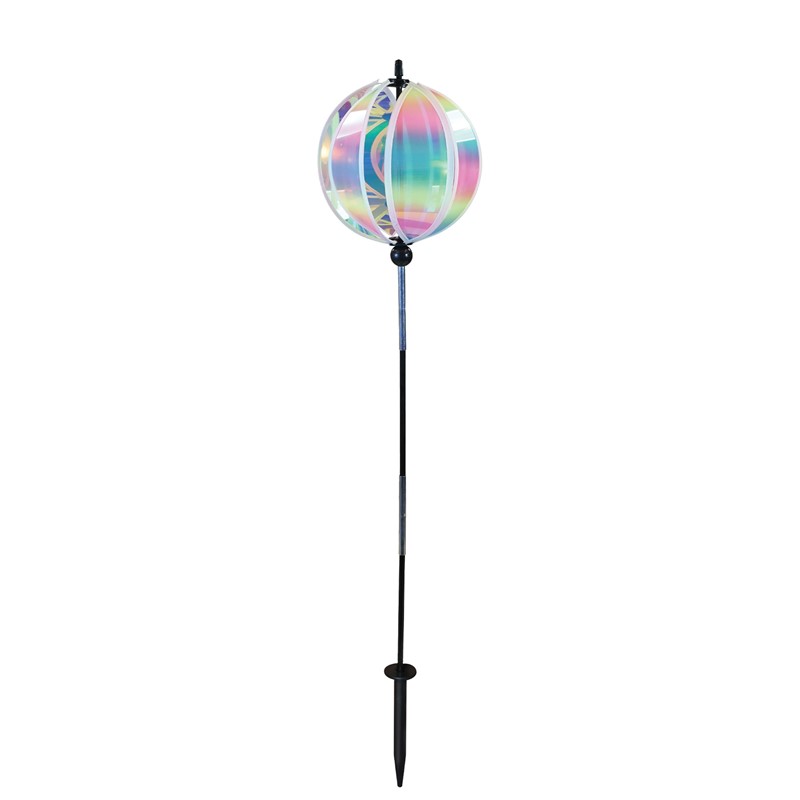 In the Breeze 8.5" Striped Iridescent Gazing Ball Spinner 2636