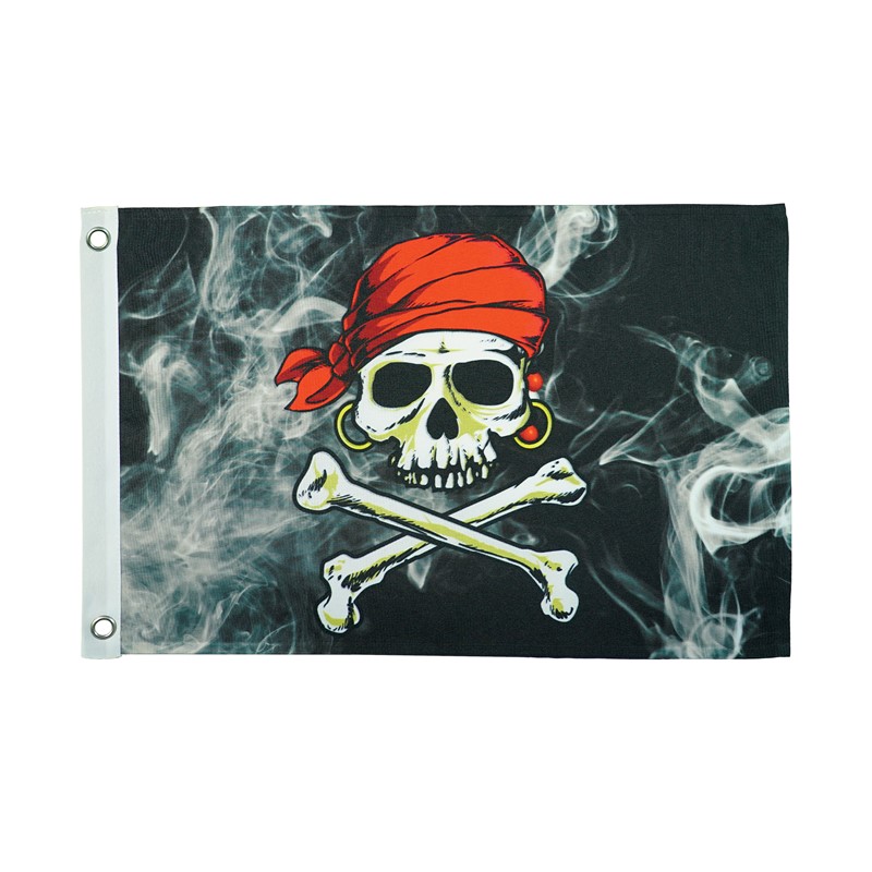 In the Breeze Smokin' Pirate Printed 12"x18" Double Sided Grommet Flag 3714