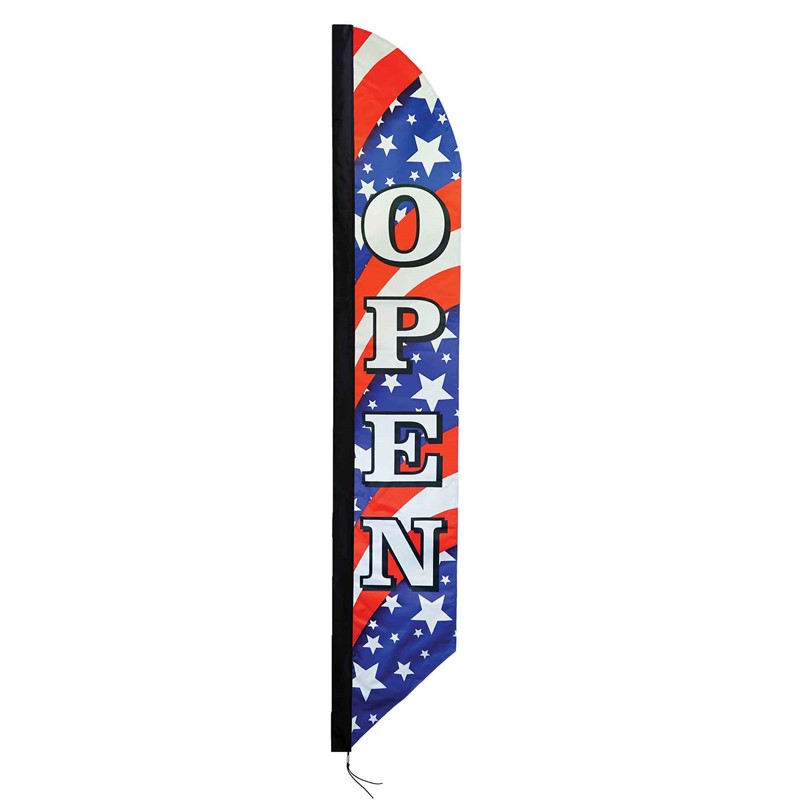 In the Breeze 8' Heavy Duty Open Stars & Stripes Double Sided Feather Banner 4547