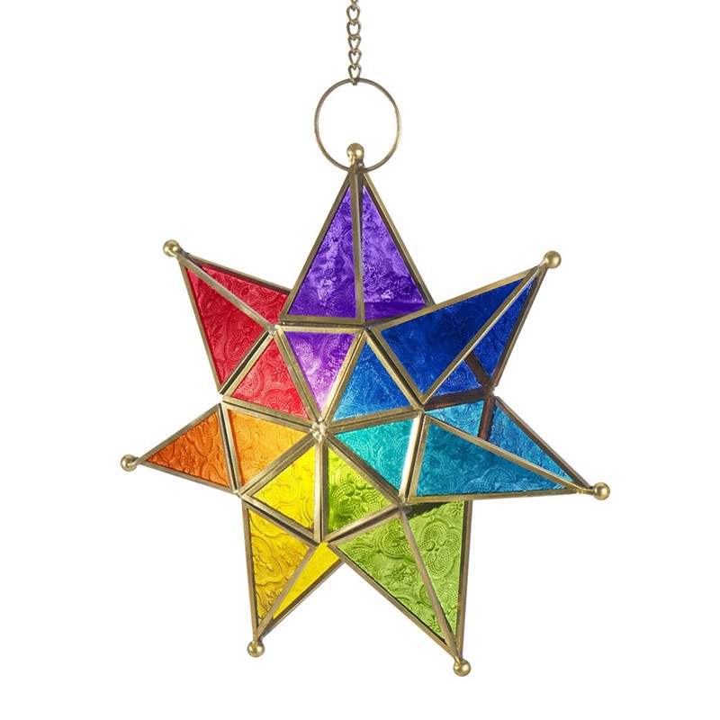 In the Breeze Rainbow Seven Point Star Tealight Lantern GT-9214
