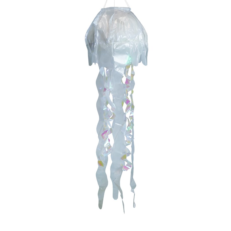In the Breeze 40-inch White Iridescent Jellyfish 3D Windsock 5256