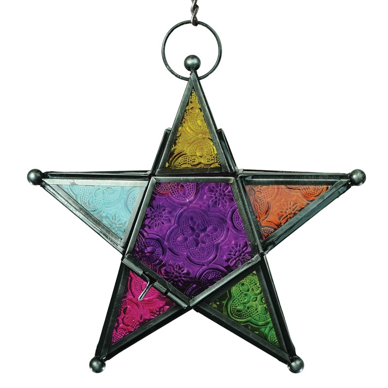 In the Breeze Rainbow 5-Point Star Hanging Tealight Lantern 9216