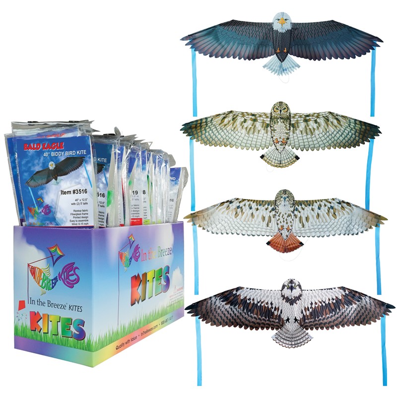 In the Breeze 40" Bitty Birds of Prey Kite POP Display, 24-PC 3520