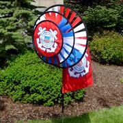 In the Breeze U.S. Coast Guard Dual Spinner Wheels with Garden Flag 2881 View 2