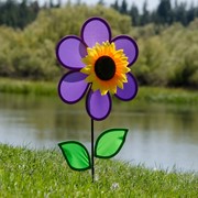 In the Breeze 12" Purple Sunflower with Leaves 2775 View 2