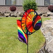 In the Breeze Rainbow Dual Wheel Spinner with Garden Flag 2773 View 2