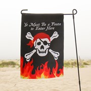 In the Breeze Skull 'n Flames Lustre Garden Flag 7409 View 2