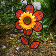 In the Breeze 12" Red Plaid Flower with Leaves 2646 View 2