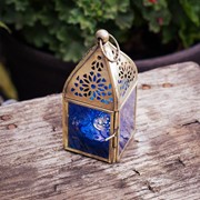 In the Breeze Mini Blue Square Glass Tealight Lantern 9201 View 2