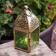 In the Breeze Mini Green Square Glass Tealight Lantern 9202 View 2