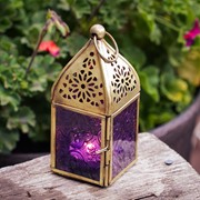 In the Breeze Mini Purple Square Glass Tealight Lantern 9203 View 2