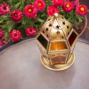 In the Breeze Red, Yellow & Green Hex Glass Tealight Lantern 9211 View 2