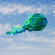 In the Breeze 15" Teal Iridescent Jellyfish 3D Windsock 5264 View 2