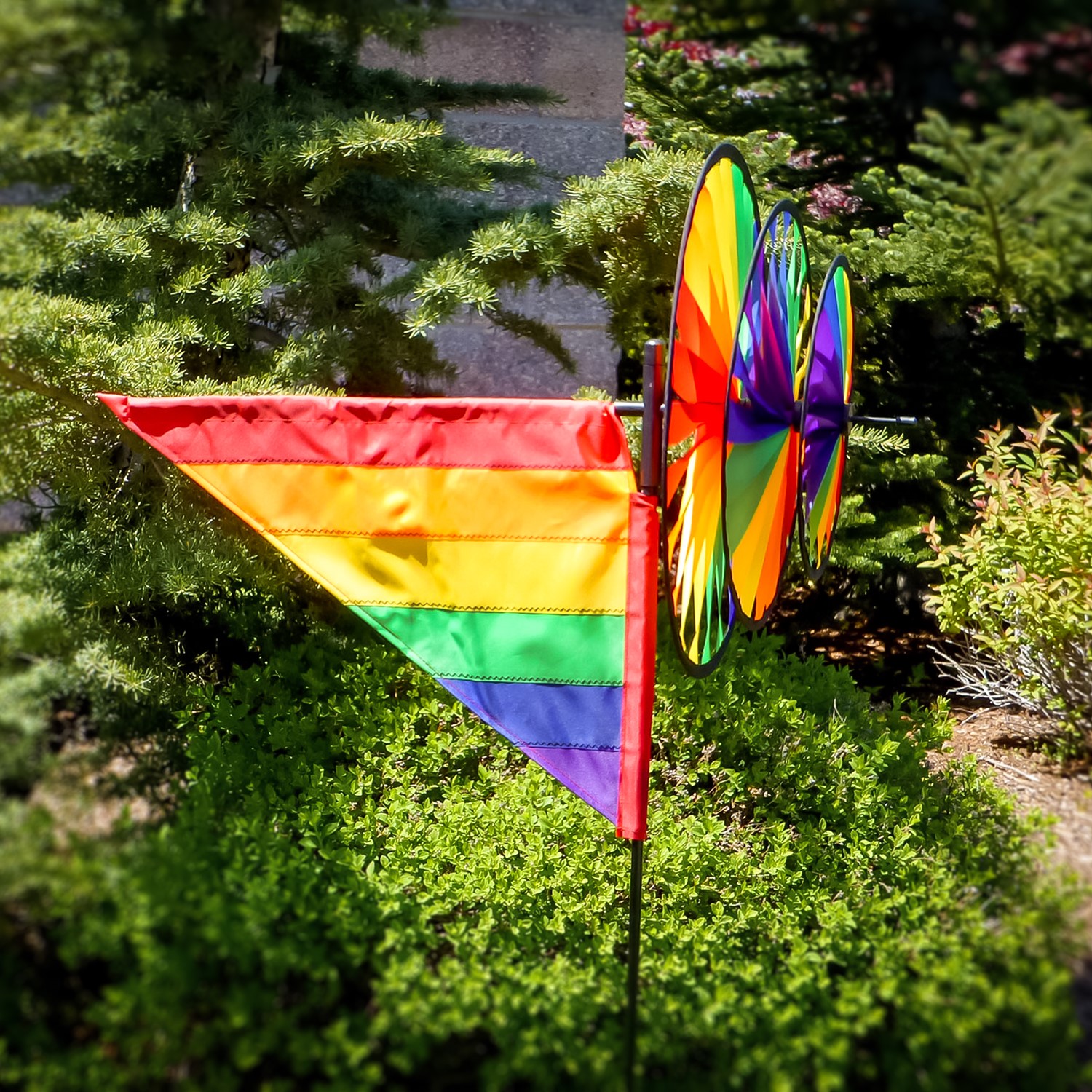 Rainbow Wind Sail Triple Wheel Spinner | In the Breeze Rainbow Wind Sail Triple Wheel Spinner | In the Breeze