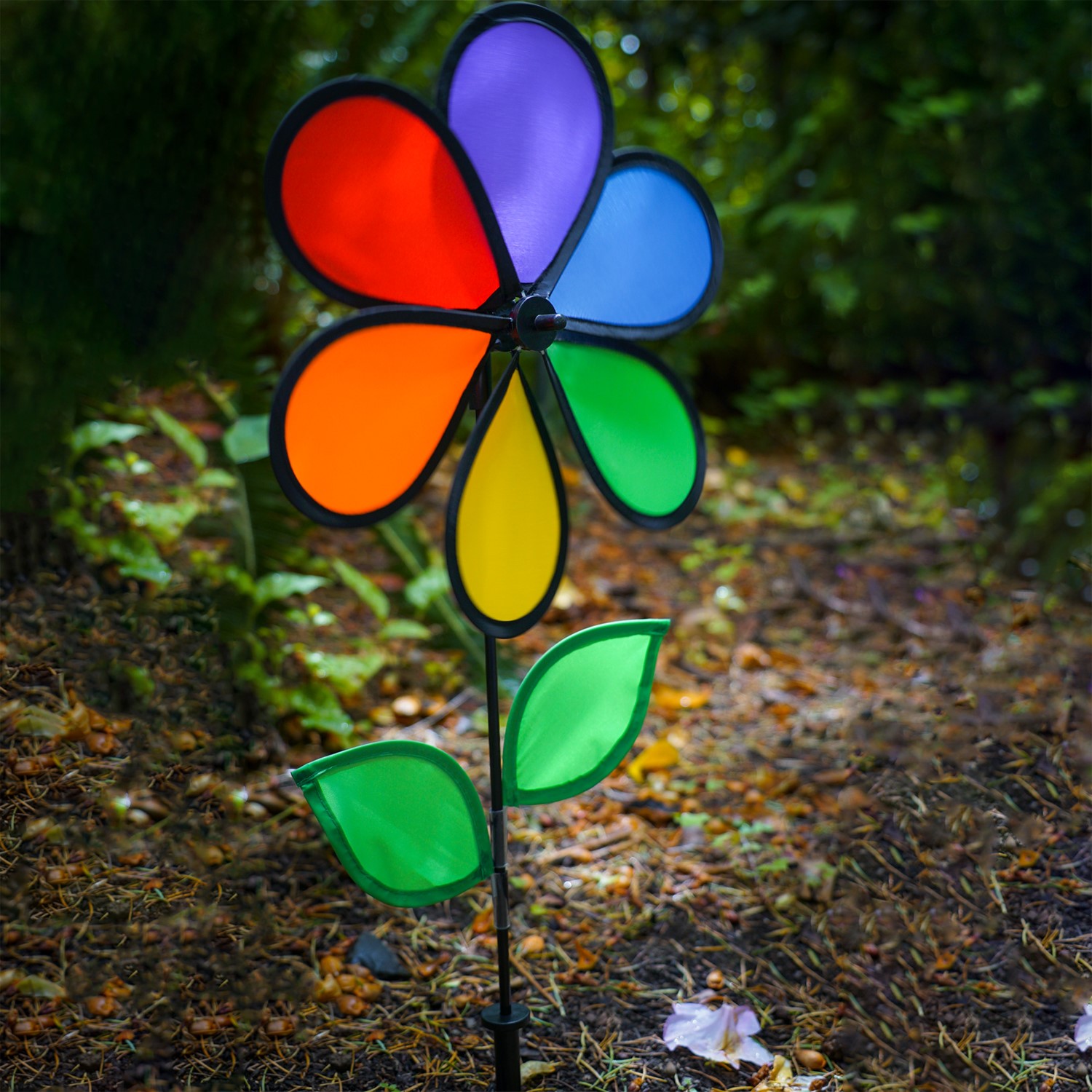 12 Inch Rainbow Flower with Leaves | In the Breeze