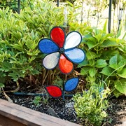In the Breeze 12" Red, White & Blue Sparkle Flower with Leaves 2754 View 3
