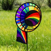 In the Breeze Rainbow Dual Wheel Spinner with Garden Flag 2773 View 3