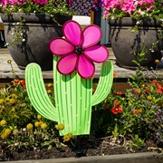 In the Breeze Cactus with 10" Pink Flower Spinner 2695 View 3