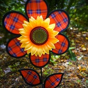In the Breeze 12" Red Plaid Flower with Leaves 2646 View 3